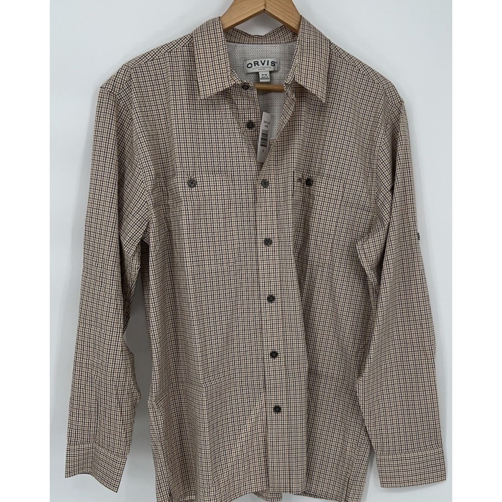 Orvis Shirt Mens Medium Plaid Long Sleeve Fishing Button Front (9-b66)